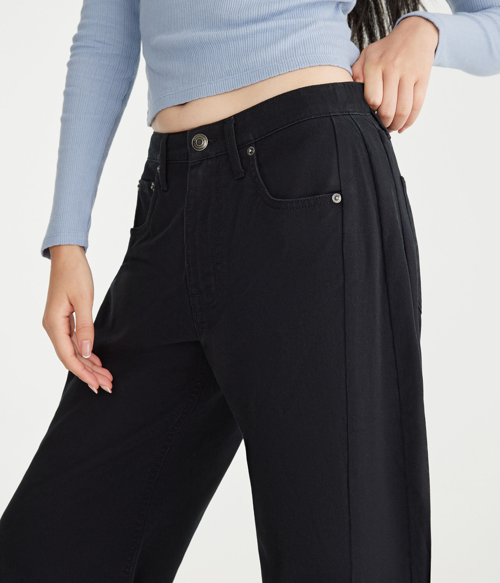 High-Rise Twill Barrel Pants