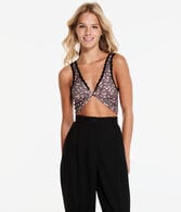 Wear 2 Ways Floral Seamless Lace-Trim Cropped Tank