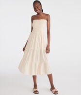 Floral Strapless Smocked Maxi Dress
