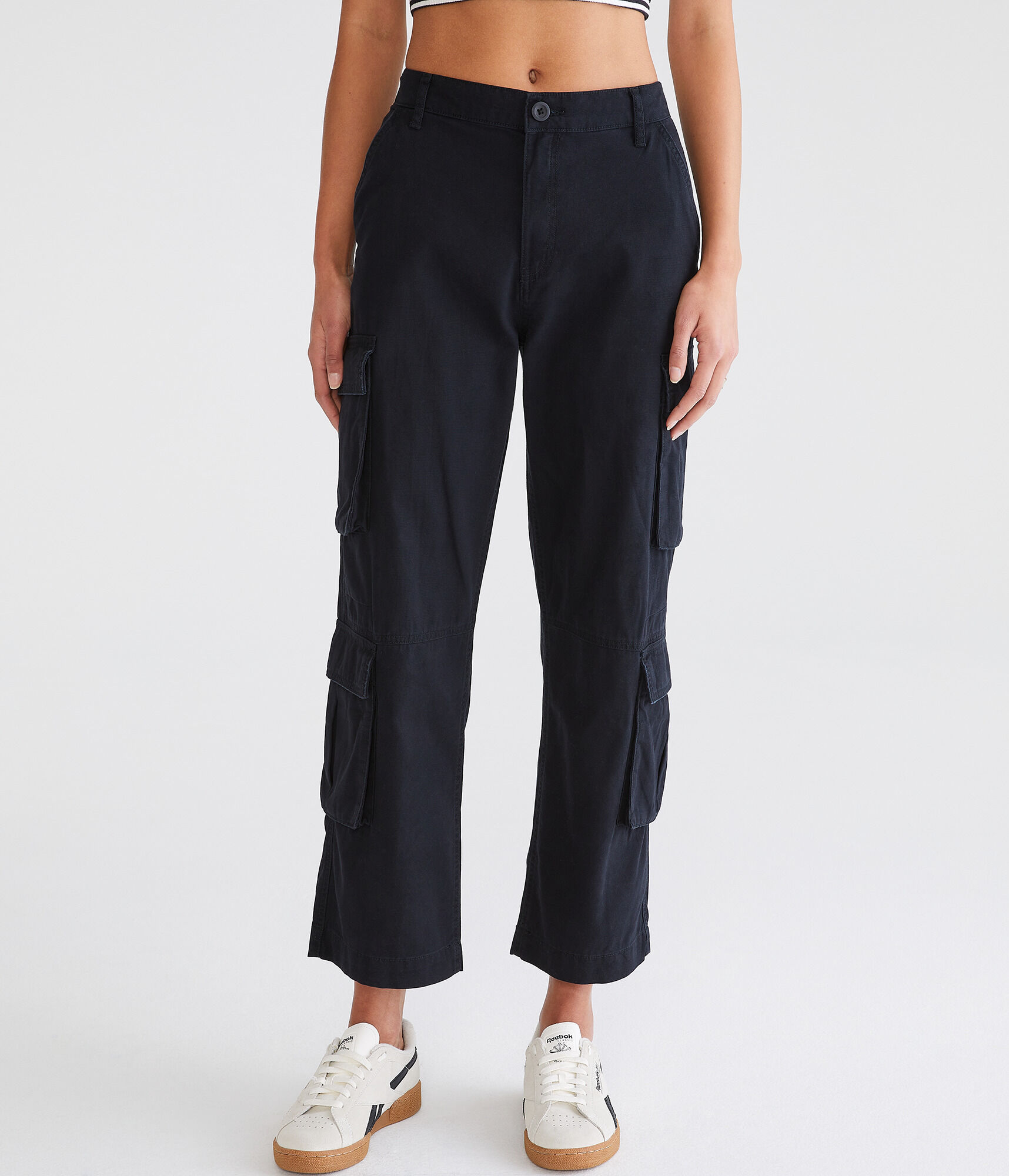 Double-Pocket Cropped Utility Cargo Pants