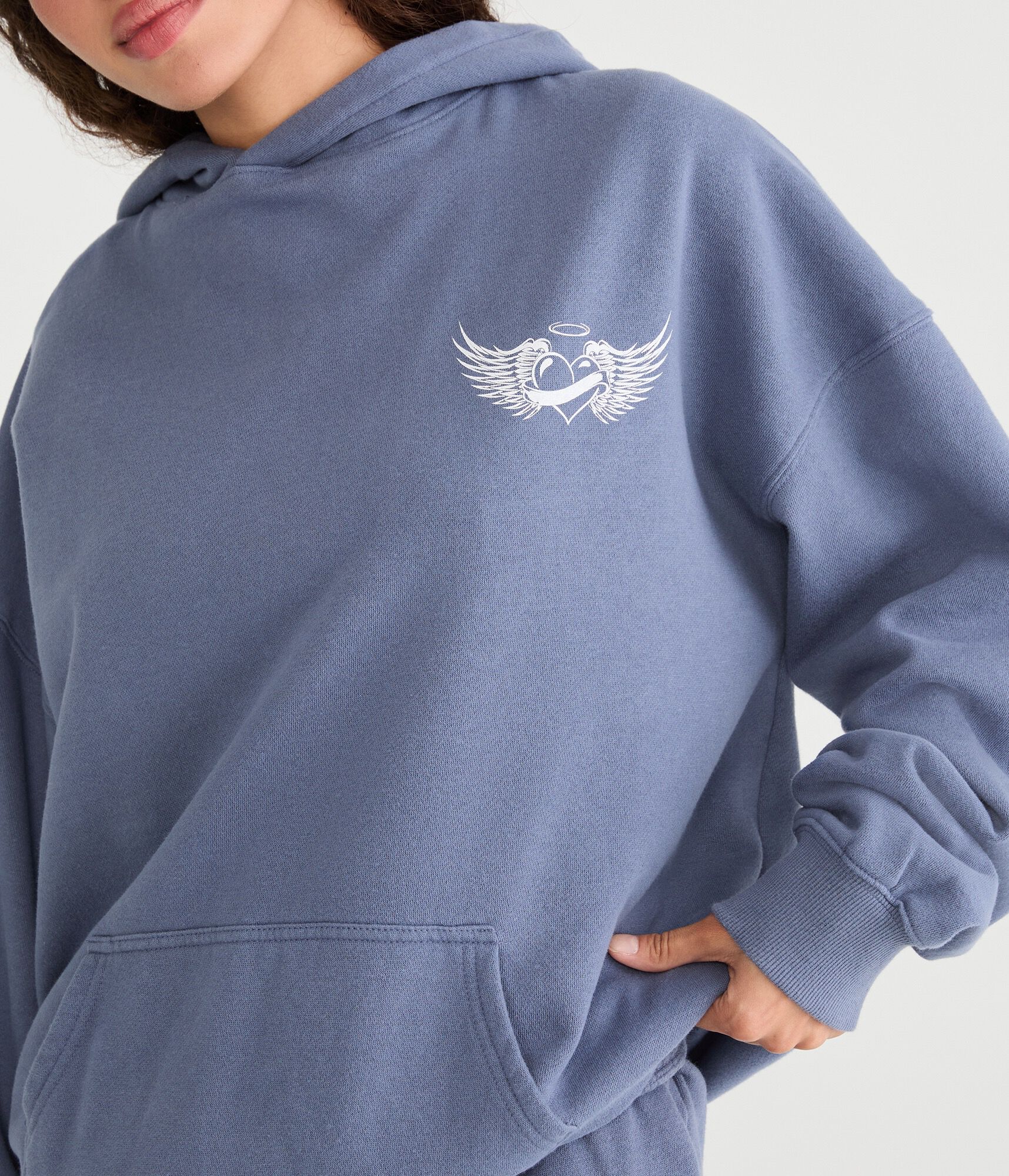 Cloud Soft Winged Heart Oversized Pullover Hoodie