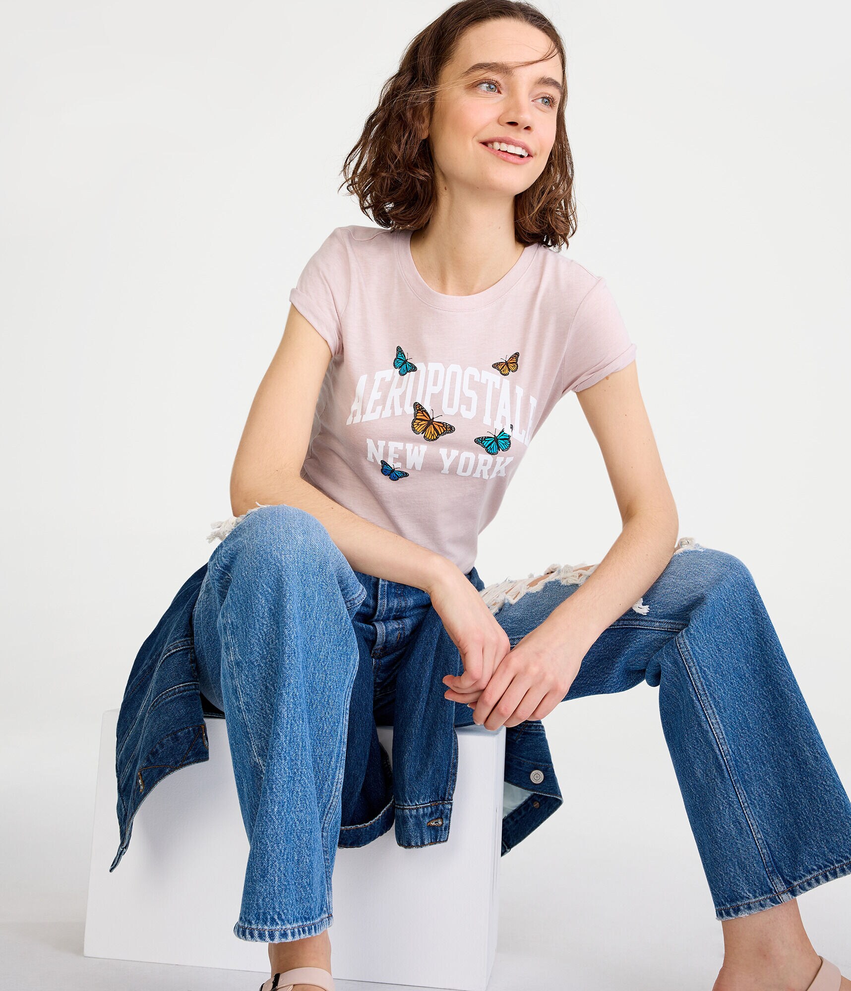 Aeropostale New York Butterflies Graphic Tee