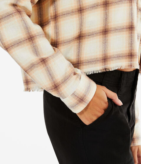 Long Sleeve Plaid Hooded Button-Down Shirt Long Sleeve Plaid Hooded Button-Down Shirt