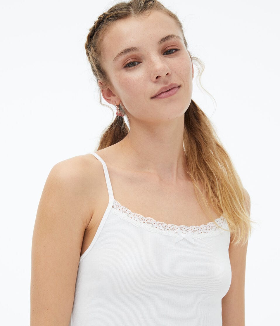 Y2K Lace-Trim Cropped Cami***
