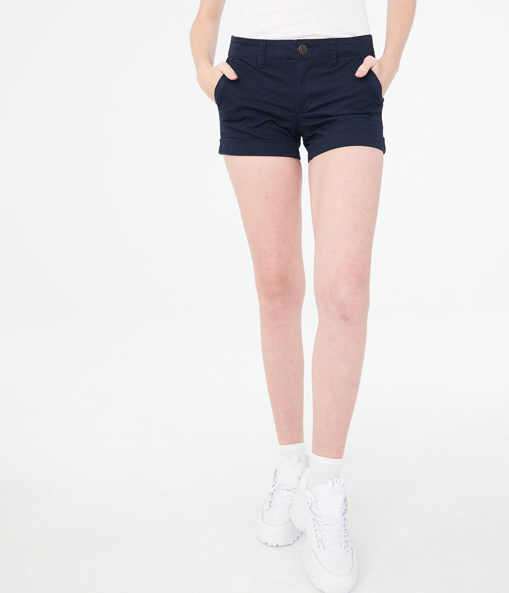 Twill Cuffed Midi Shorts