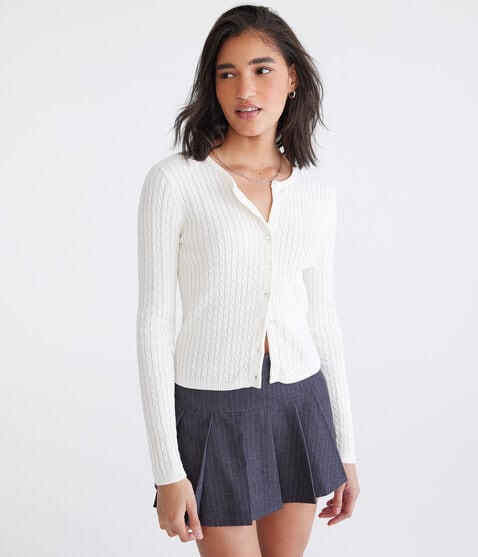 Cable Knit Crew Cardigan Cable Knit Crew Cardigan
