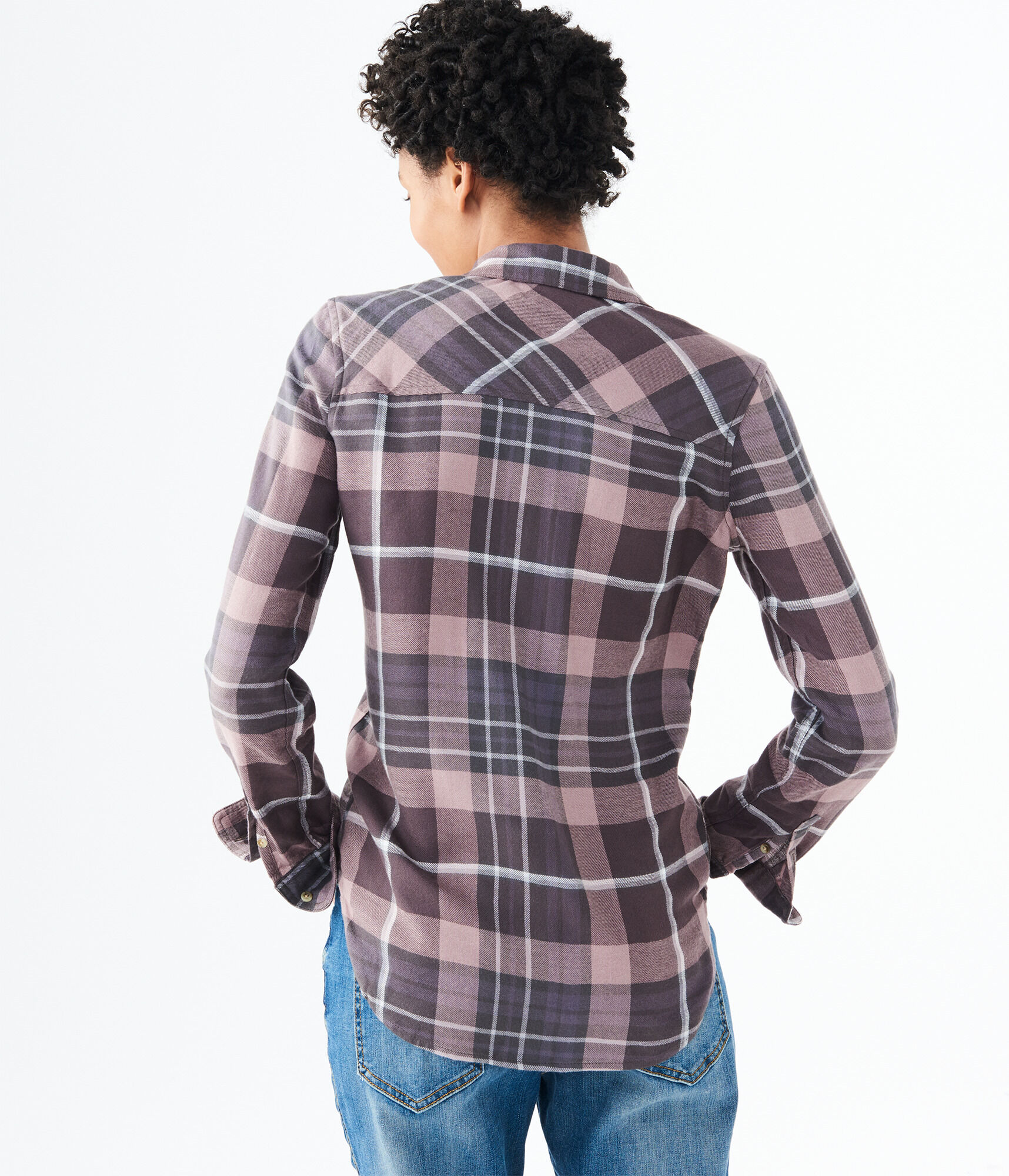 Long Sleeve Plaid Flannel Woven Shirt