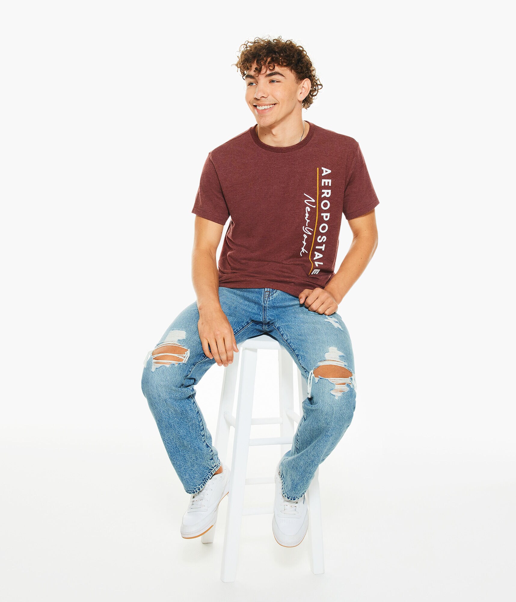 Aeropostale New York Vertical Appliqu&eacute; Graphic Tee