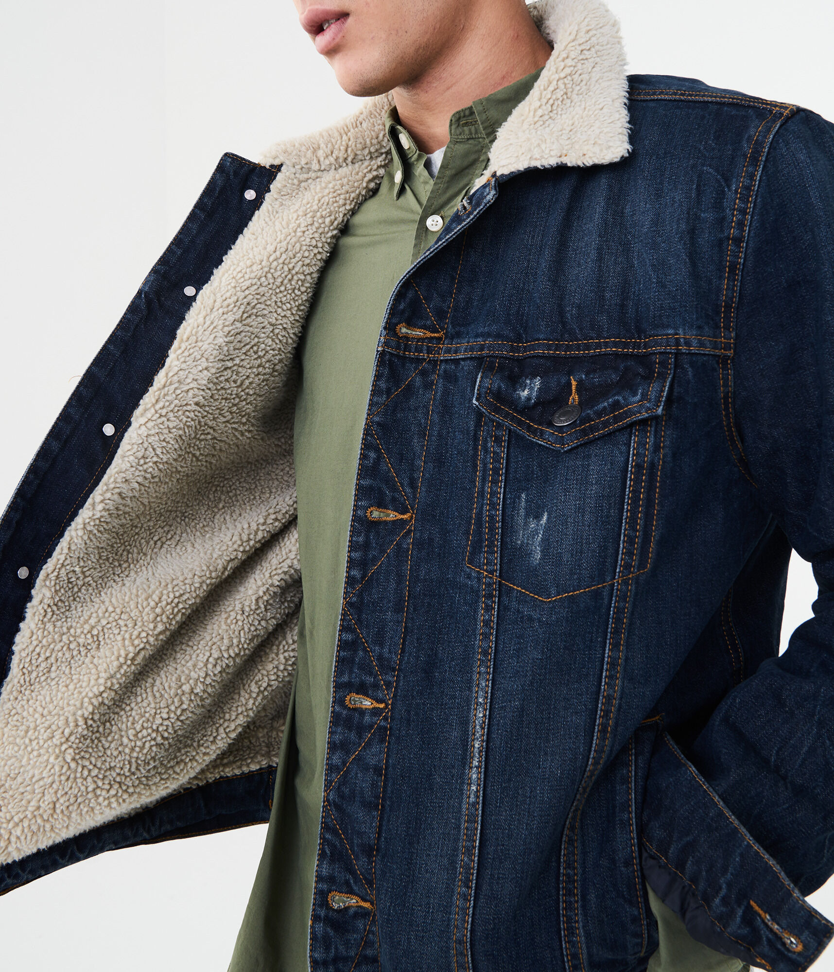 Sherpa lined black denim jacket womens Outlet