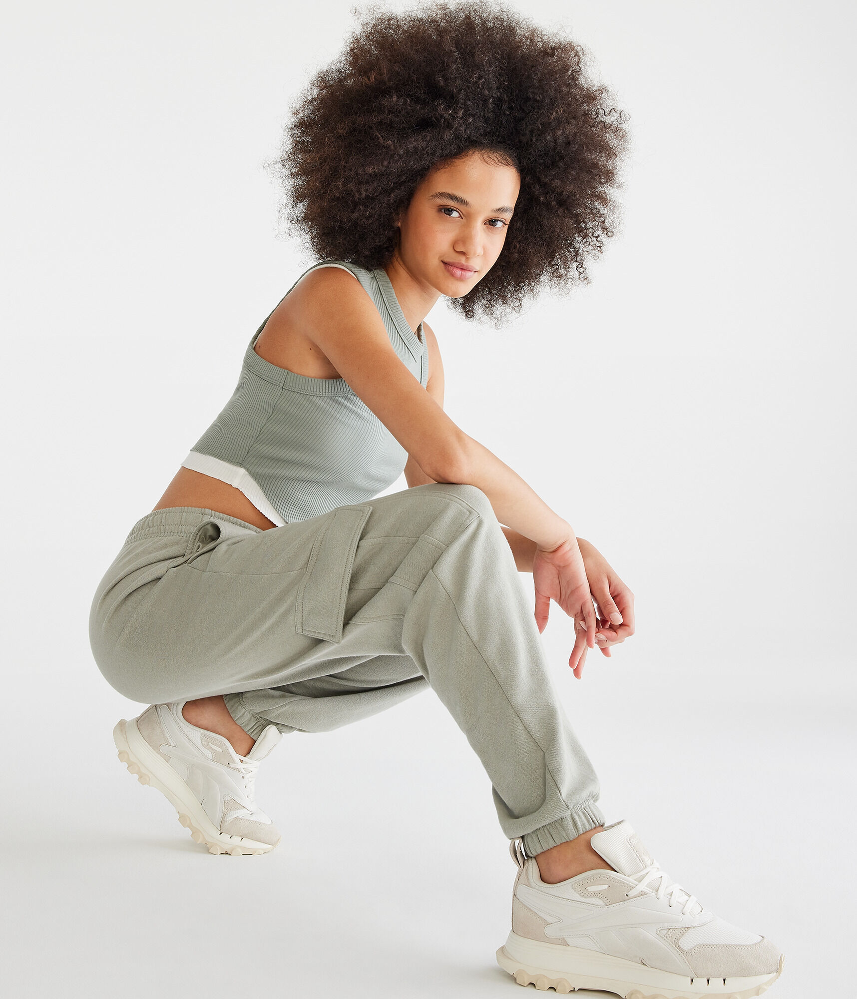 Slouchy Mid-Rise Cargo Sweatpants