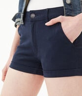 High-Rise Twill Midi Shorts