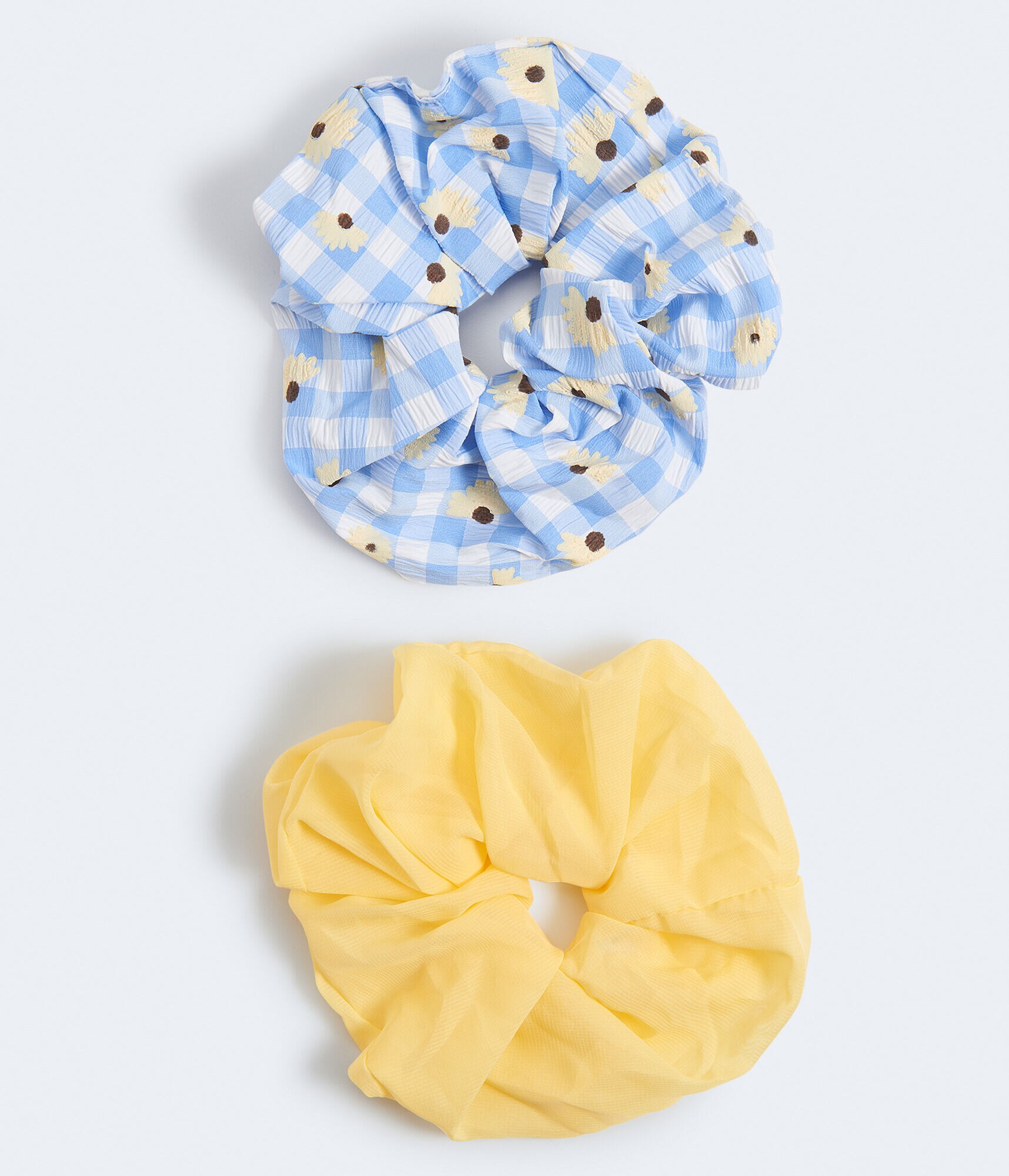 Gingham &amp; Solid Jumbo Scrunchie 2-Pack