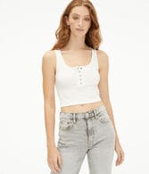 Seriously Soft Seamless Thermal Cropped Henley Tank