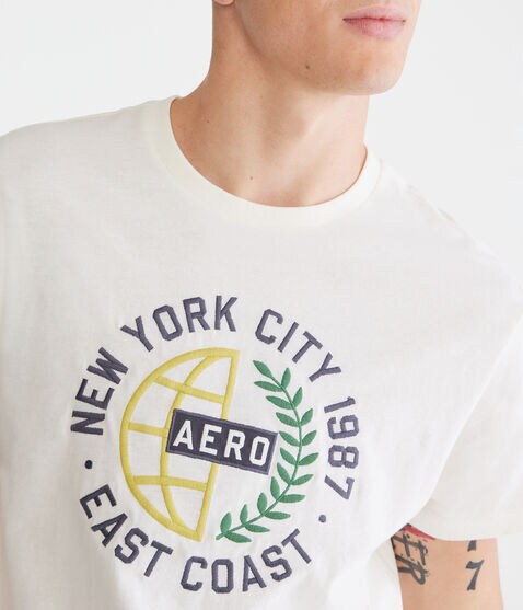 Aero East Coast Globe Appliqué Graphic Tee Aero East Coast Globe Appliqué Graphic Tee