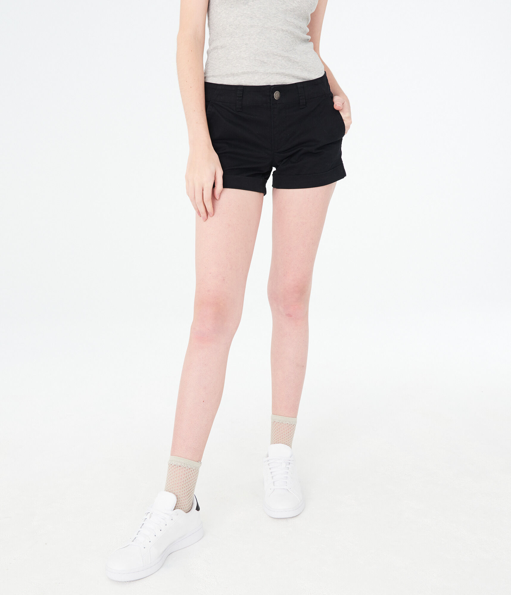 Twill Cuffed Midi Shorts