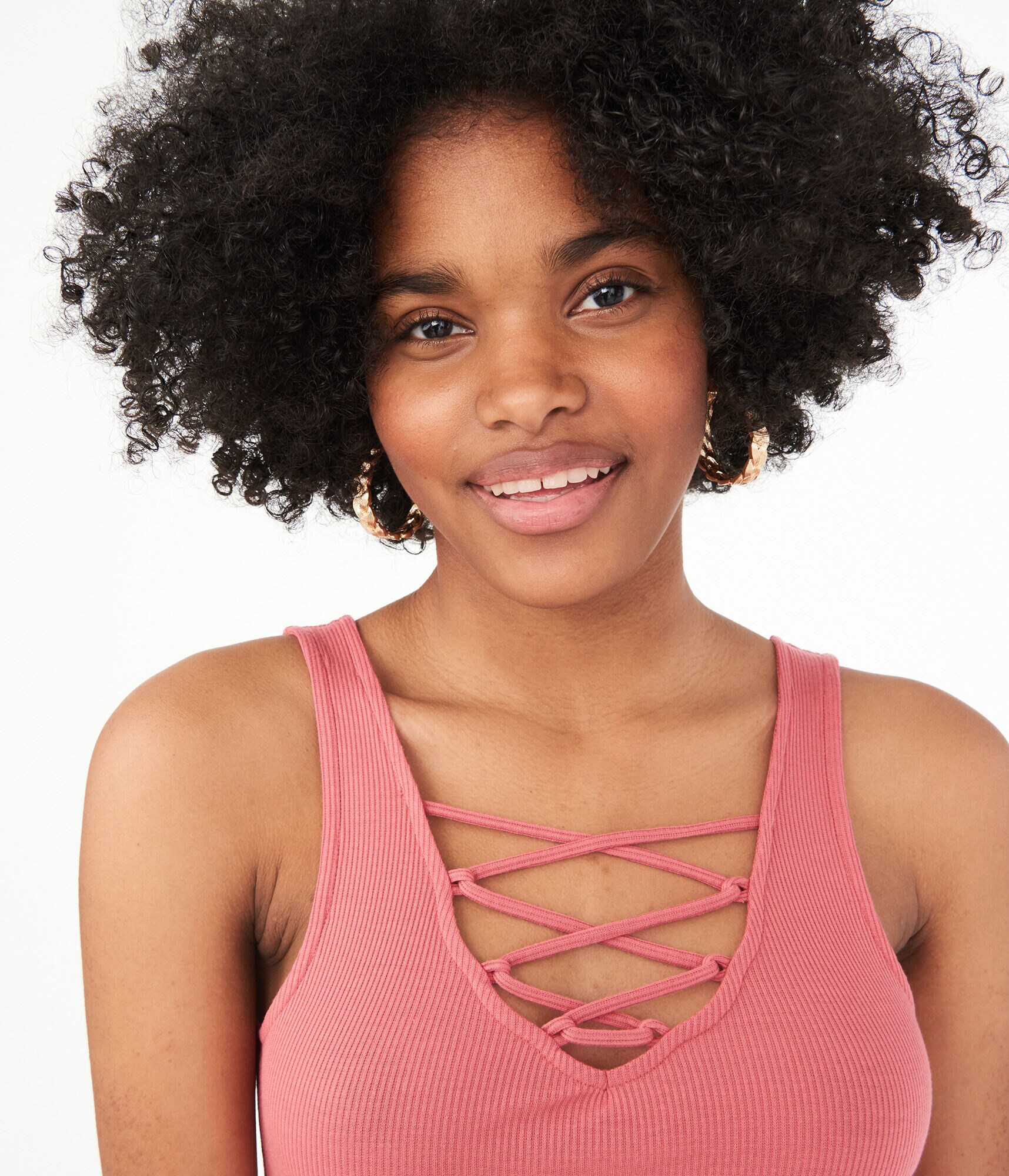 Seriously Soft Ribbed Lace-Up Tank***