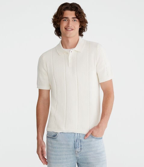 Textured Stripe Sweater Polo