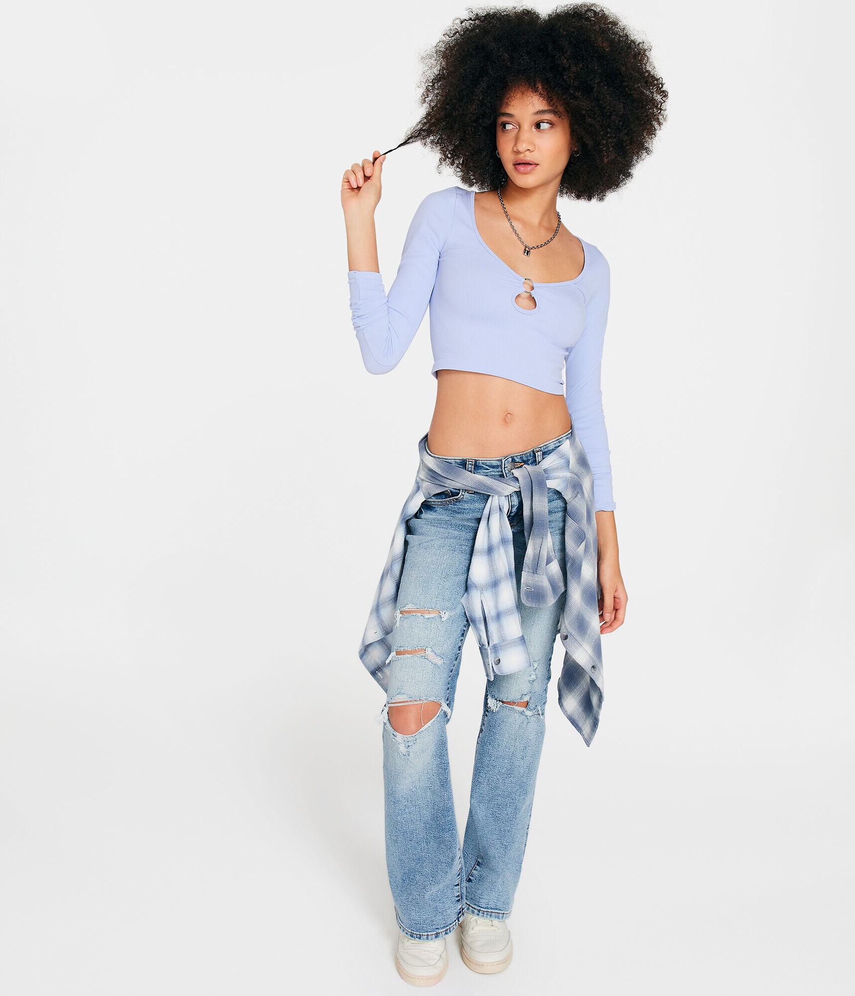【Raucohouse】Preserve ring printing crop long sleeve Extremely Stoked Lime Green Long Sleeve Crop Top