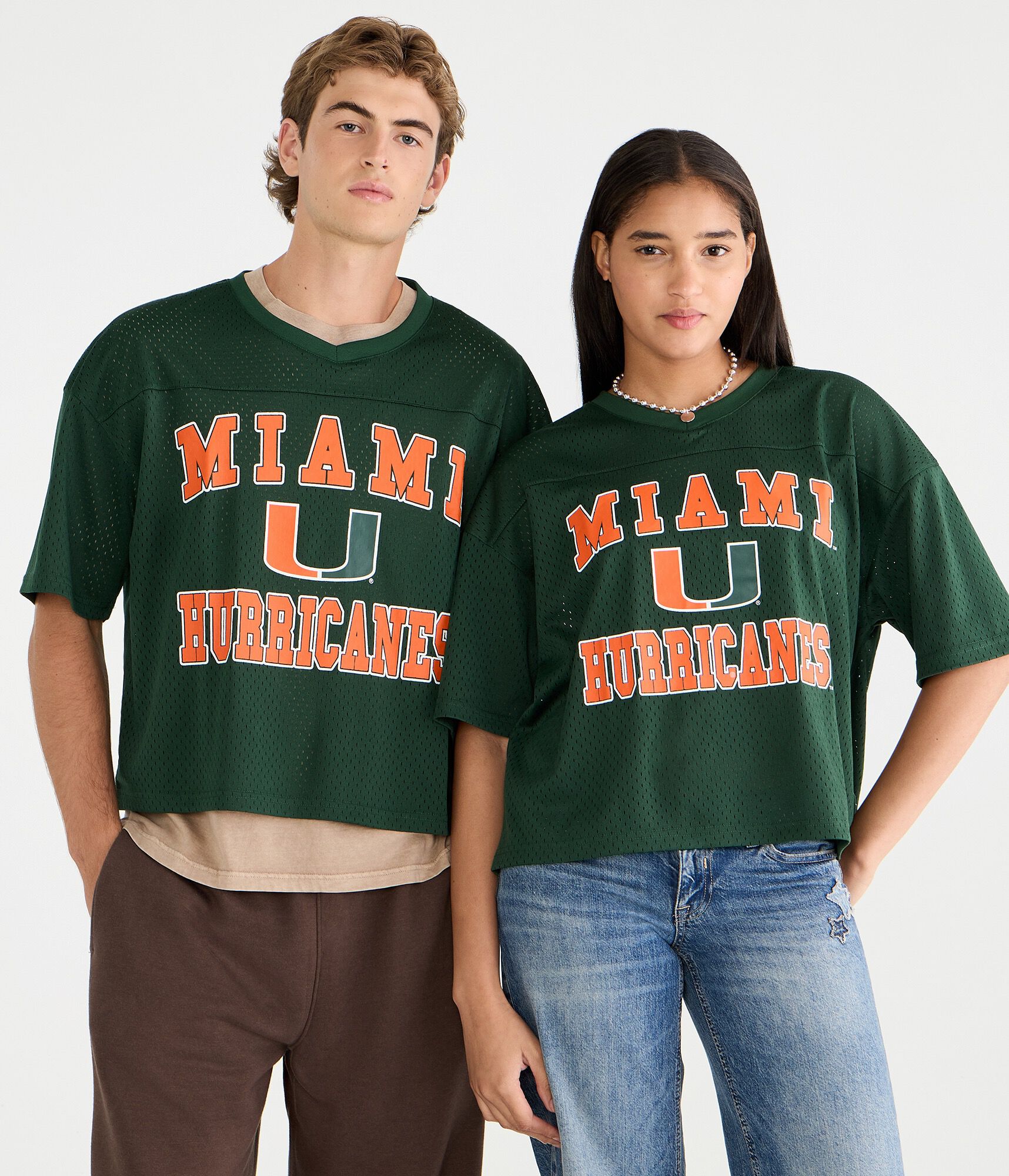 Miami Hurricanes Boxy Mesh V-Neck Top