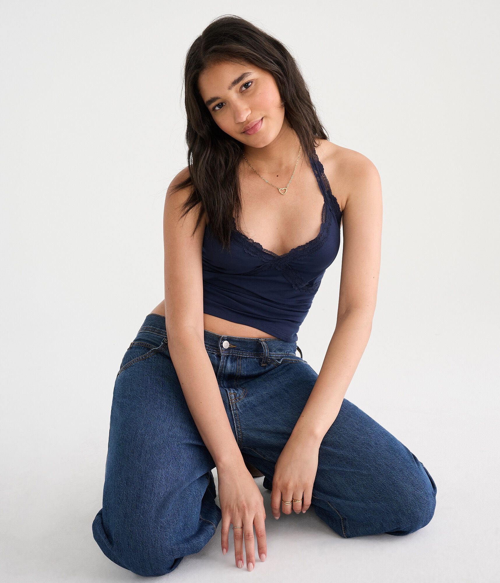 D&eacute;j&agrave; For Aero Lace V-Neck Halter Top