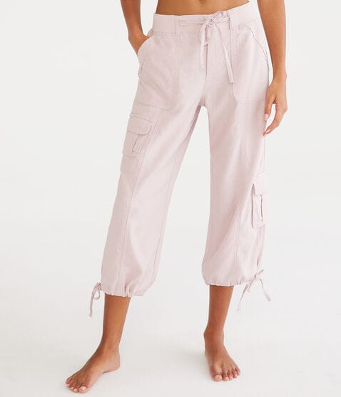 Mid-Rise Linen Utility Cargo Capris Mid-Rise Linen Utility Cargo Capris