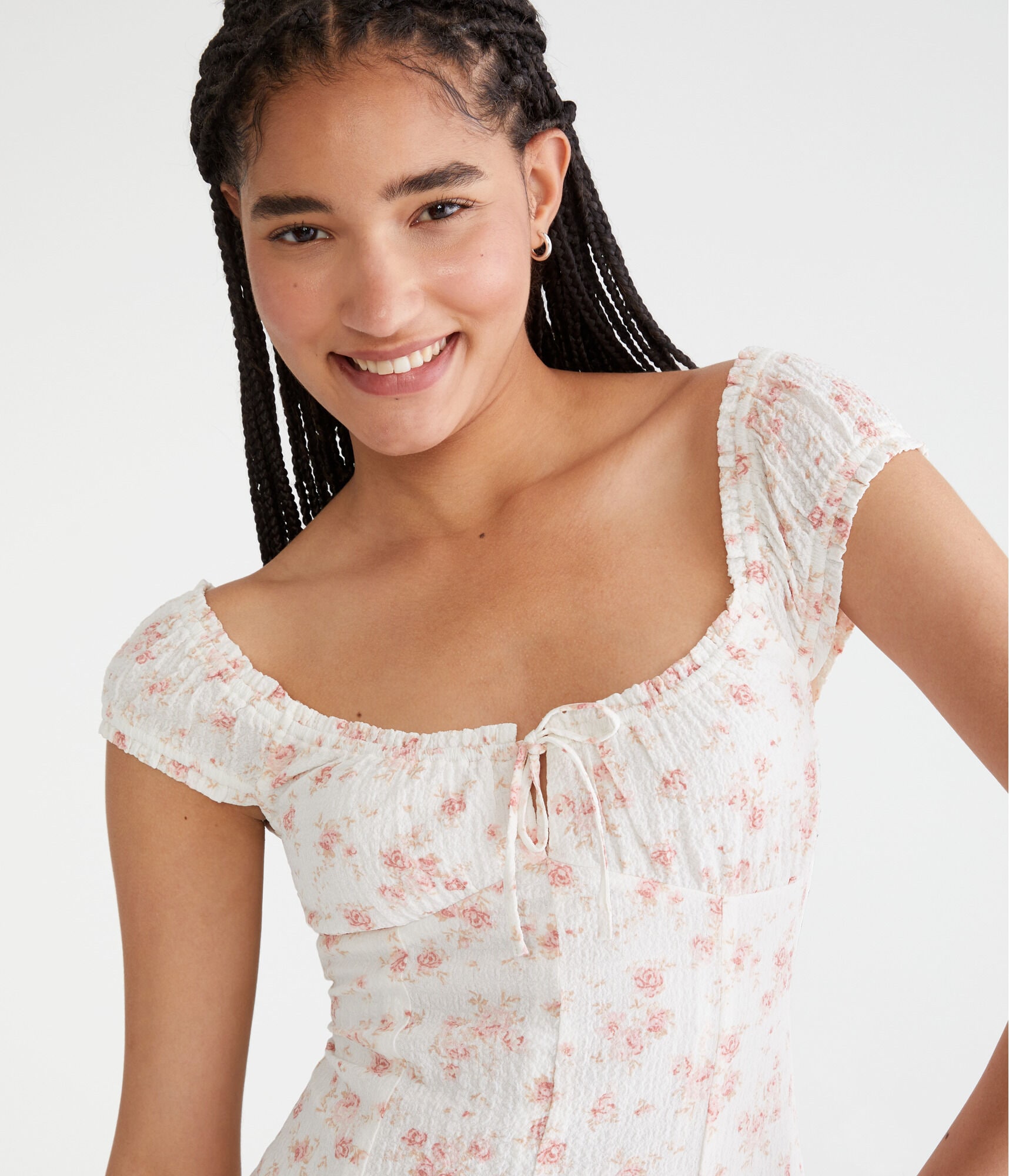 Floral Scoop-Neck A-Line Mini Dress