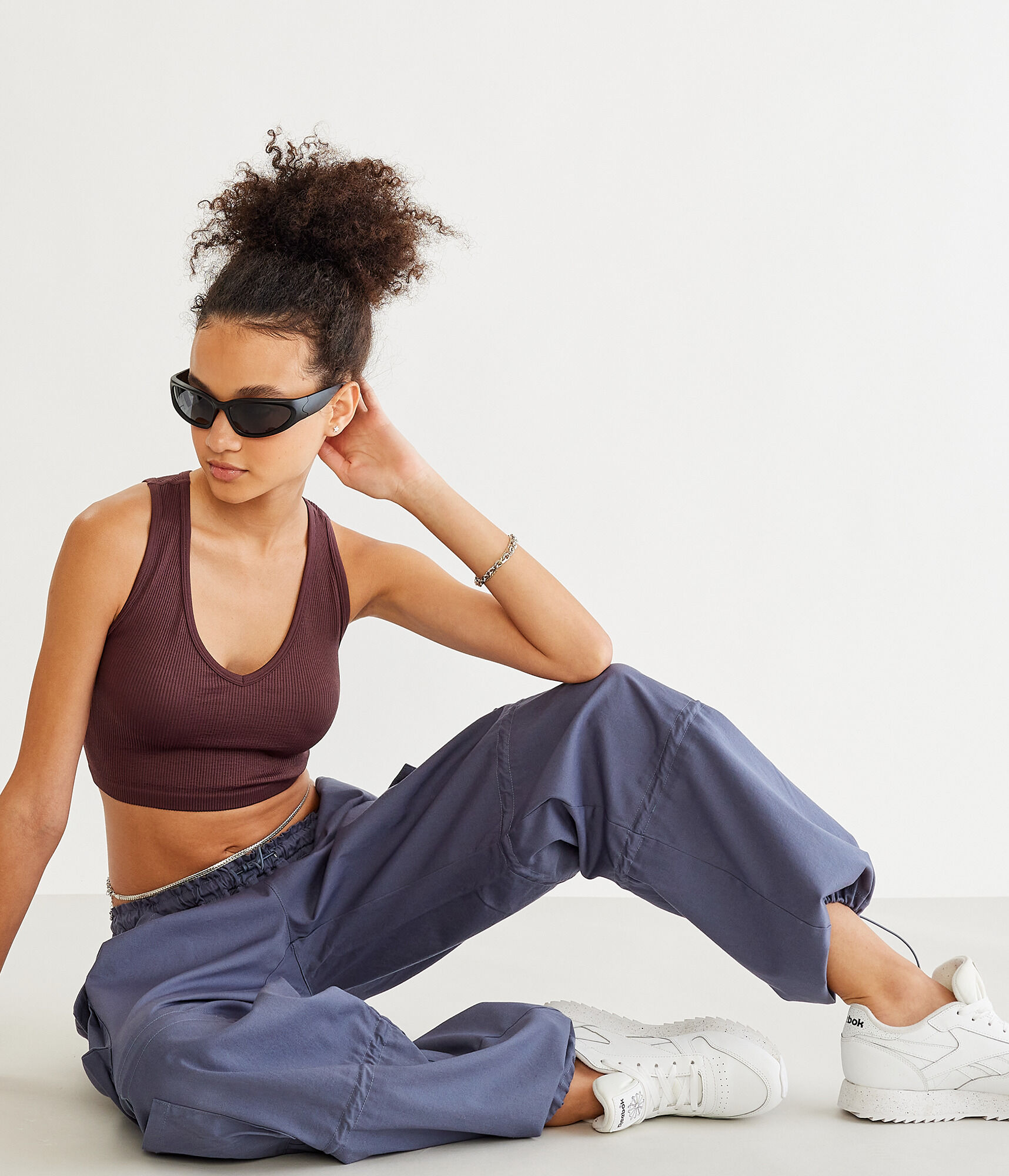 Low-Rise Parachute Baggy Cargo Joggers