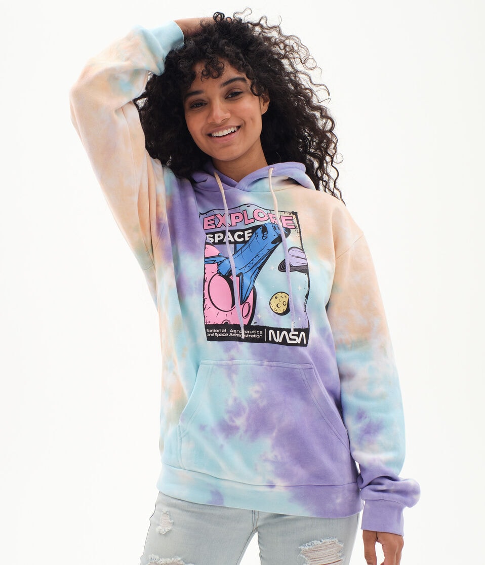 NASA Explore Space Tie-Dye Boyfriend Pullover Hoodie