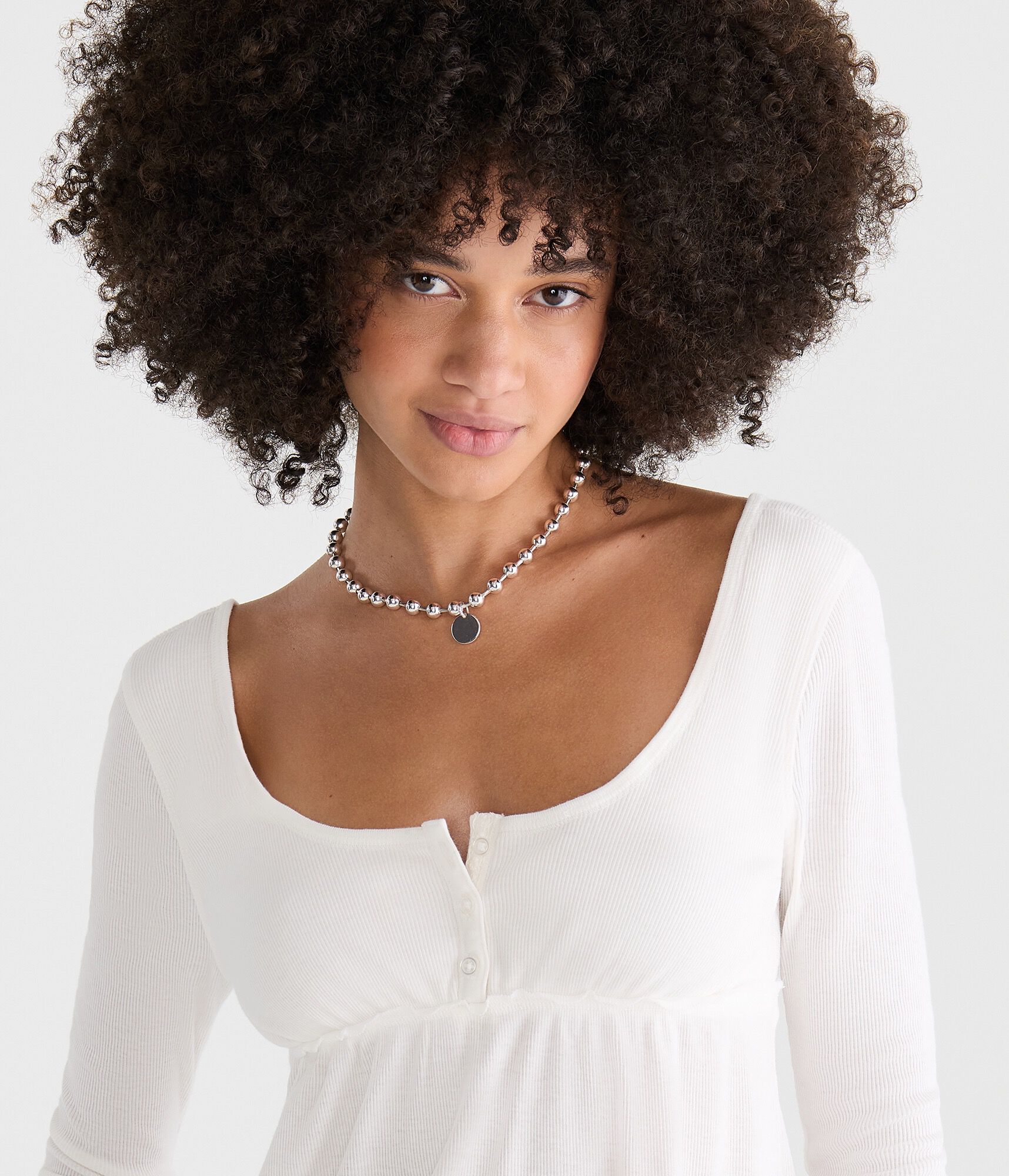 Long Sleeve Scoop-Neck Babydoll Henley