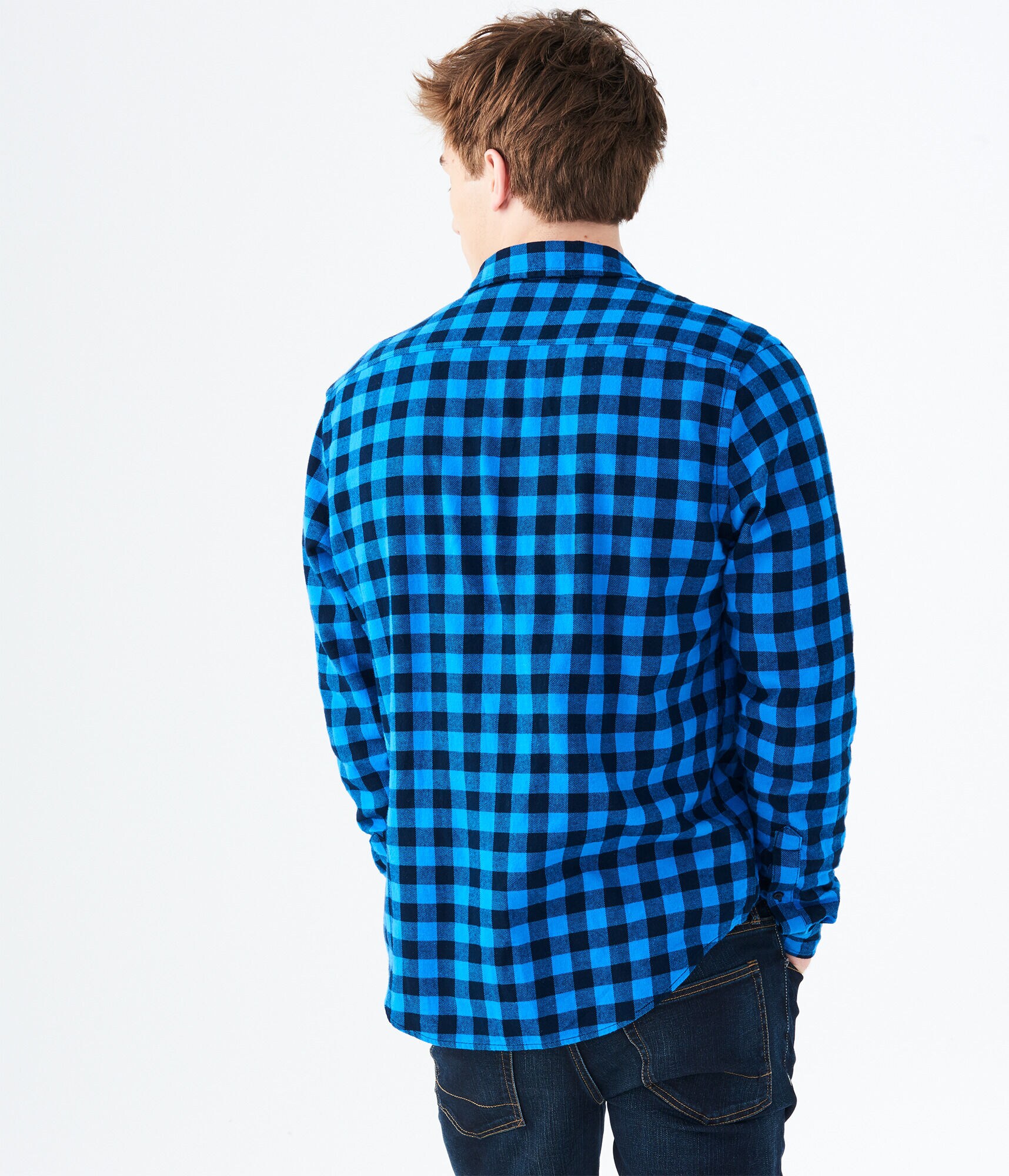 Long Sleeve Buffalo Plaid Flannel Woven Shirt