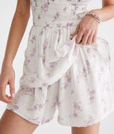 Floral Clip Dot Off-The-Shoulder Romper