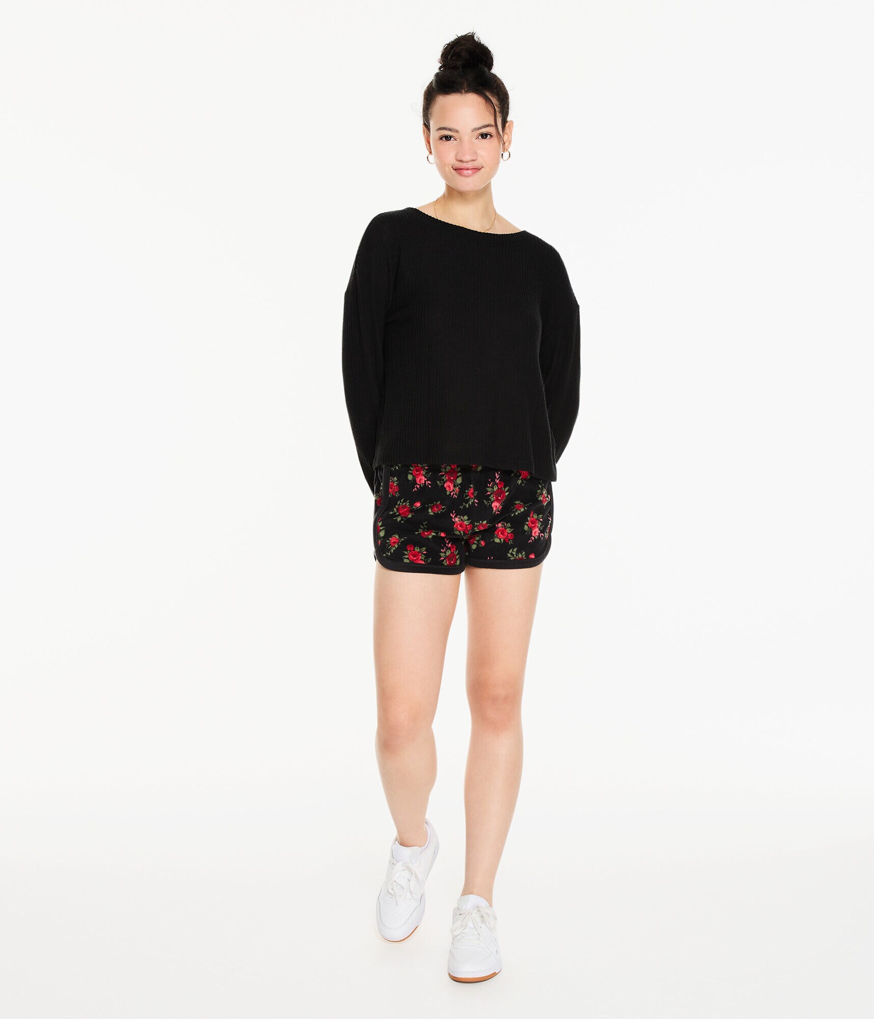 Roses Polyfleece Sleep Shorts