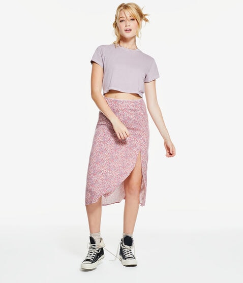 Floral High-Waisted Slip Midi Skirt Floral High-Waisted Slip Midi Skirt