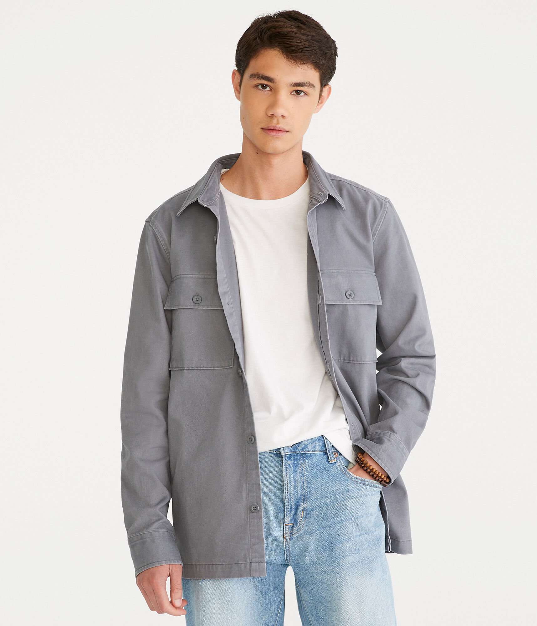 Long Sleeve Solid Twill Shirt