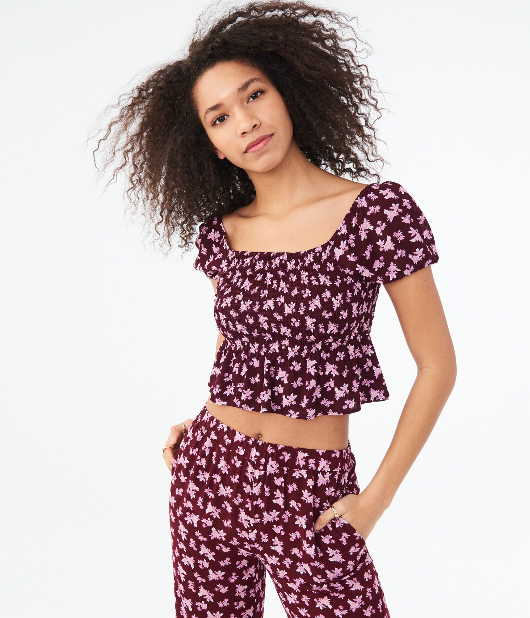 Floral Smocked Crop Top