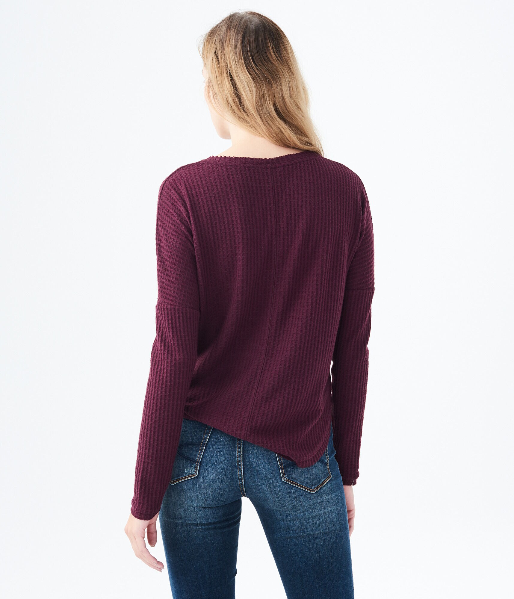 Long Sleeve Waffle V-Neck Tee