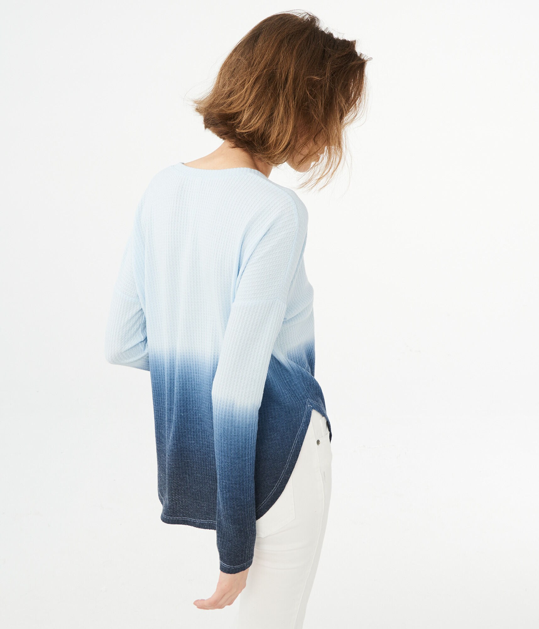 LLD Long Sleeve Dip-Dye V-Neck Thermal Tee