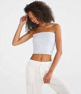 Washed Eyelet Cropped Tube Top
