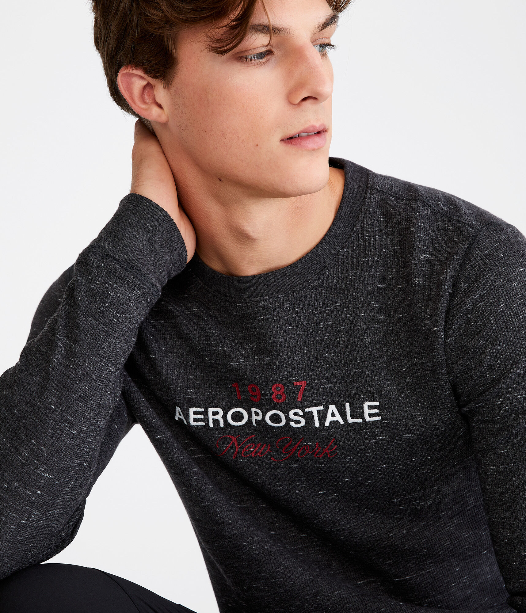 Long Sleeve Aeropostale Script Graphic Thermal Tee