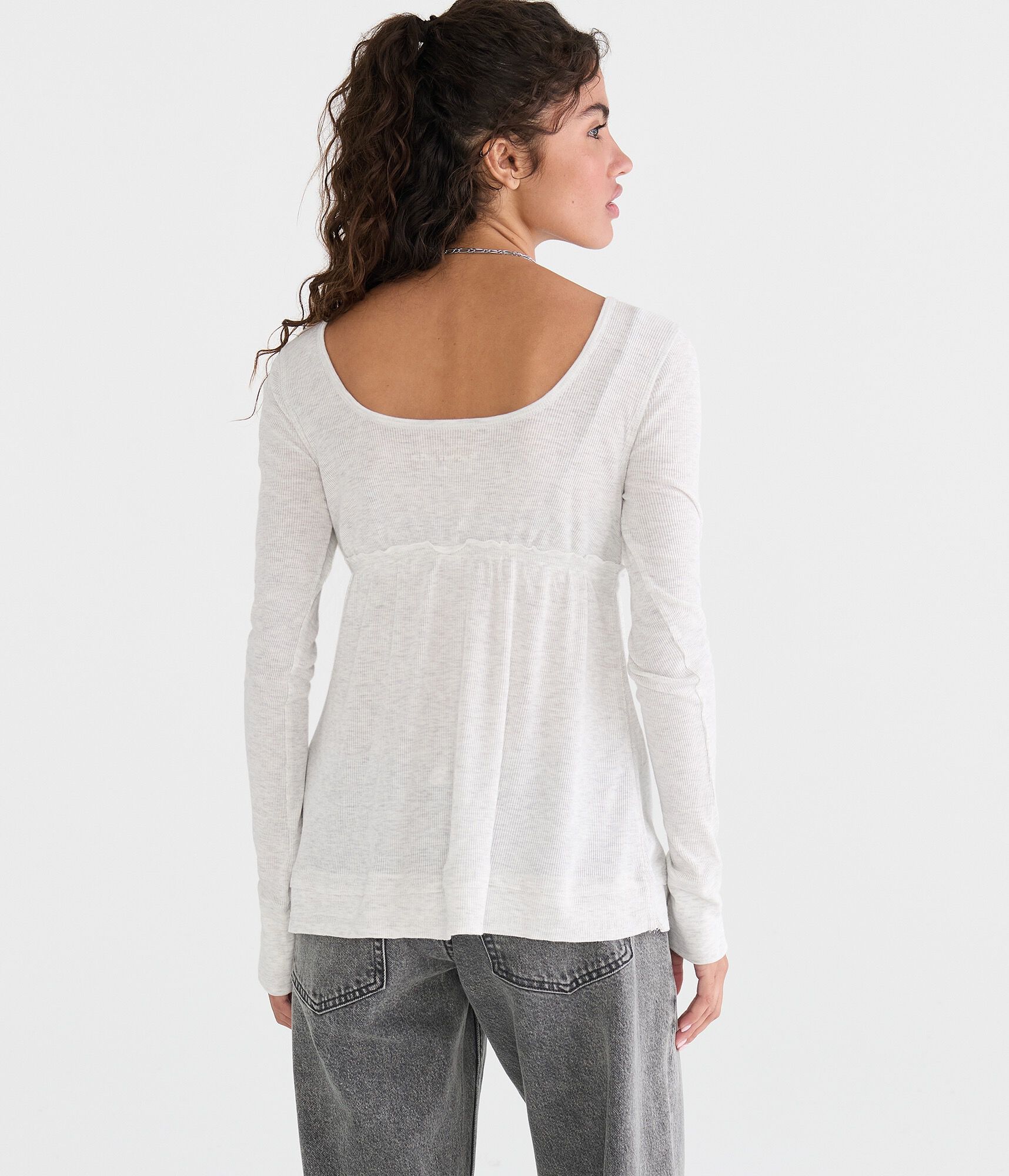 Long Sleeve Scoop-Neck Babydoll Henley
