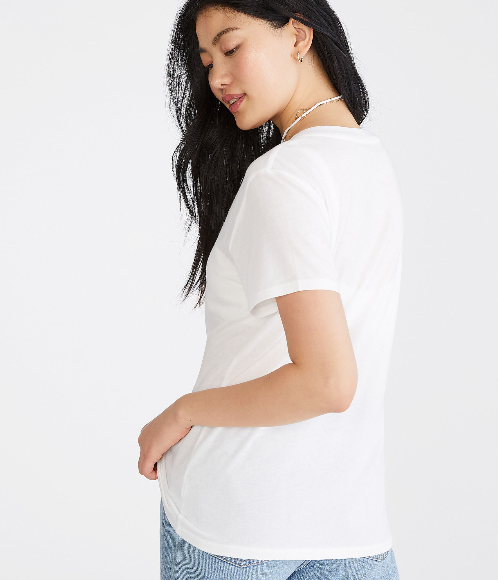 Washed V-Neck Loose-Fit Tee