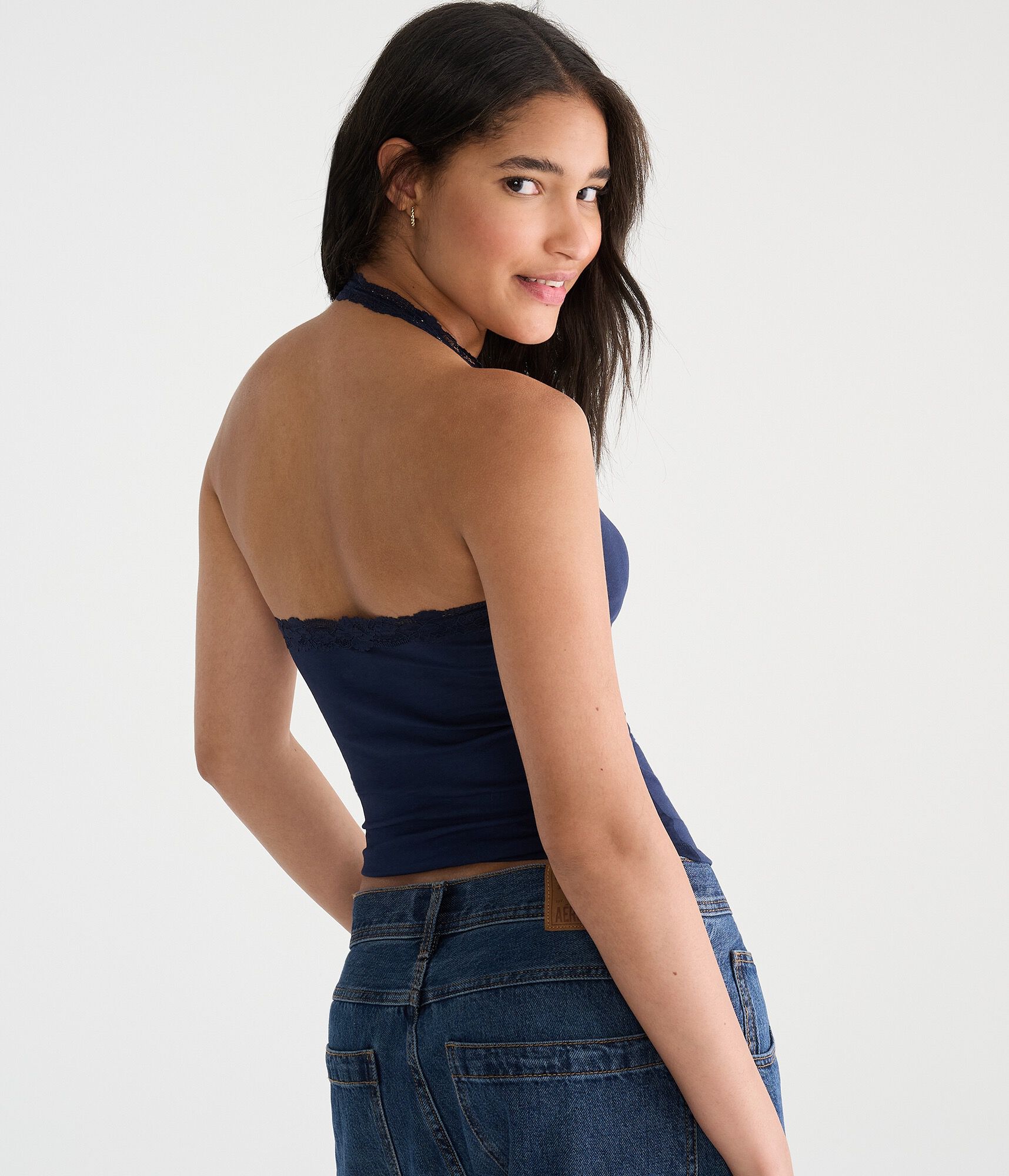 D&eacute;j&agrave; For Aero Lace V-Neck Halter Top