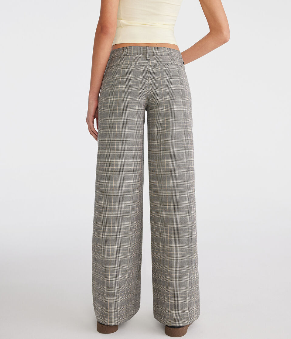 Low-Rise Houndstooth Wide Leg Trousers