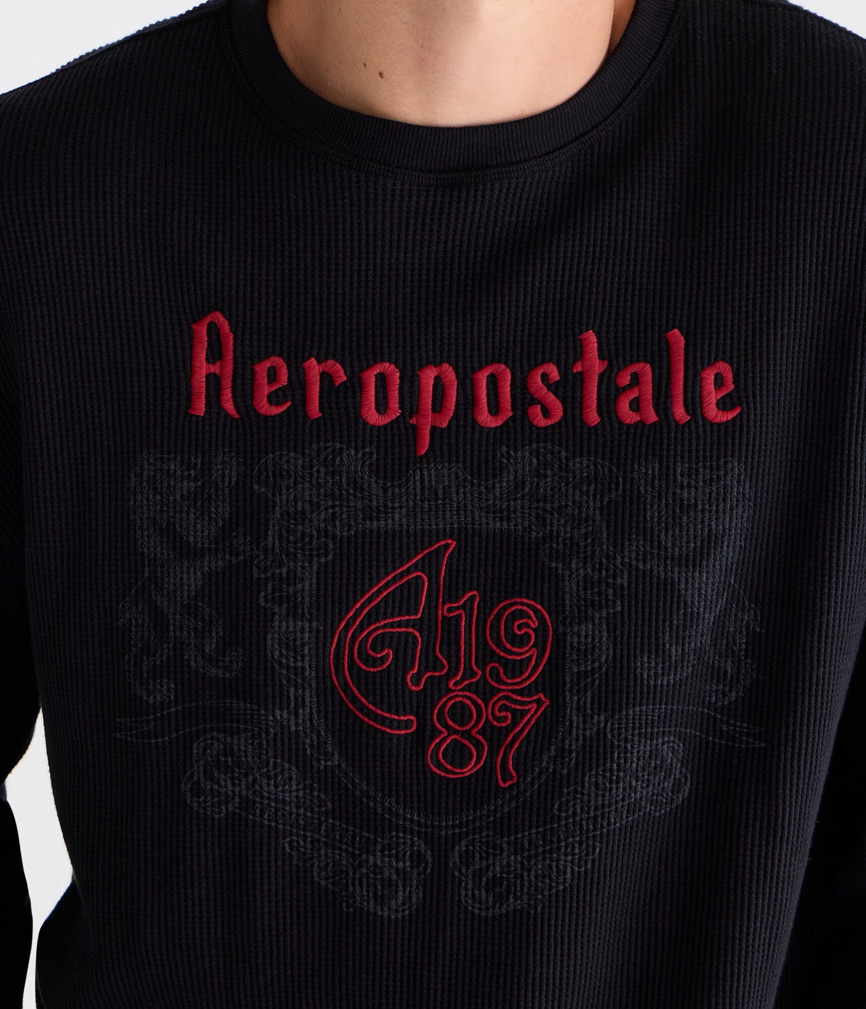 Long Sleeve Gothic Logo Graphic Thermal Tee