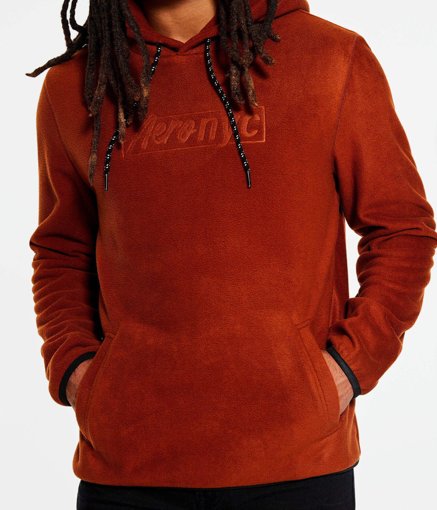 Aero NYC Box Logo Polyfleece Pullover Hoodie