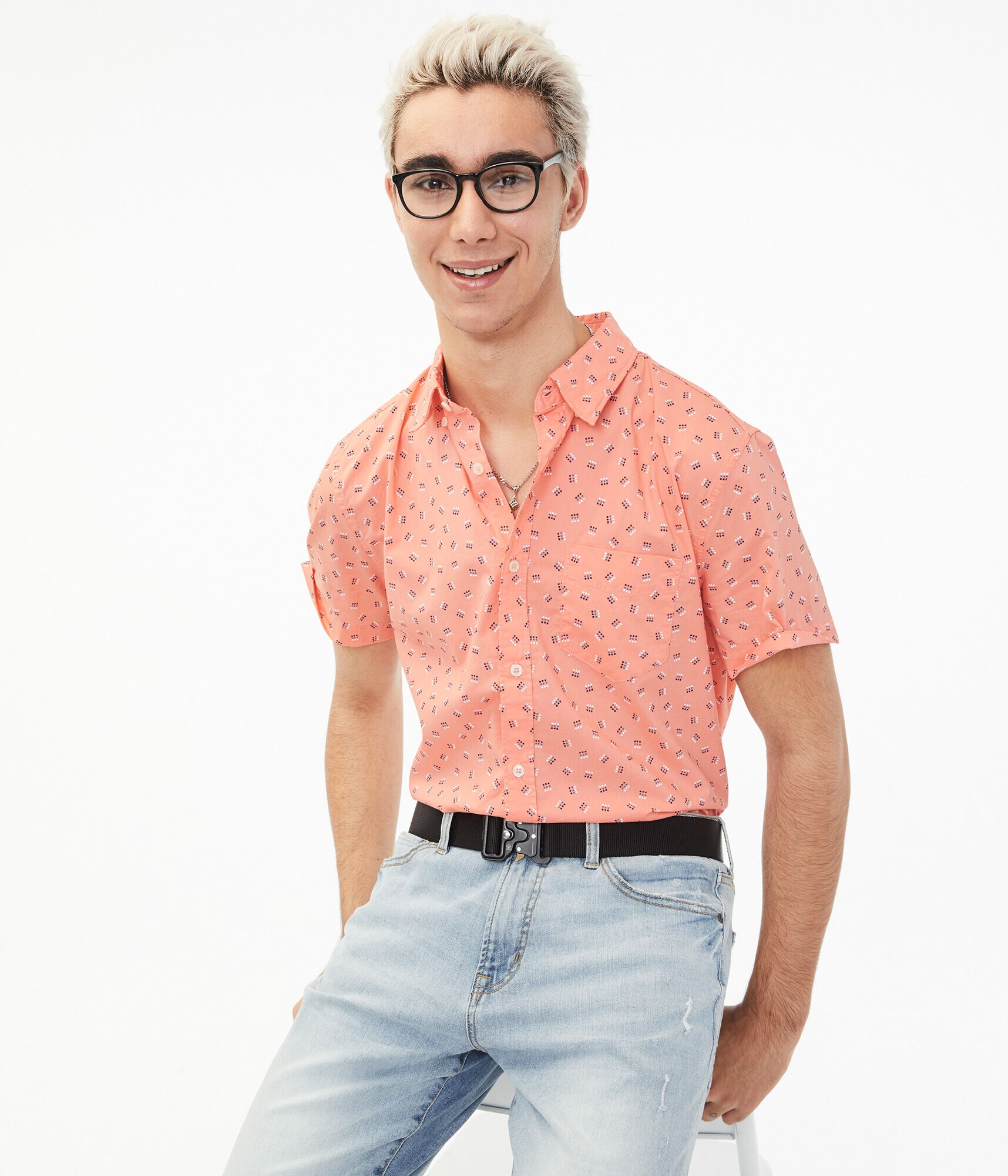 Geometric Button-Down Shirt