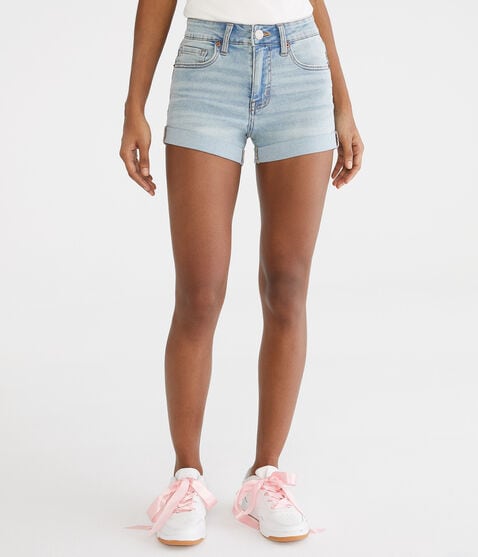 Premium Seriously Stretchy High-Waisted Denim Midi Shorts Premium Seriously Stretchy High-Waisted Denim Midi Shorts