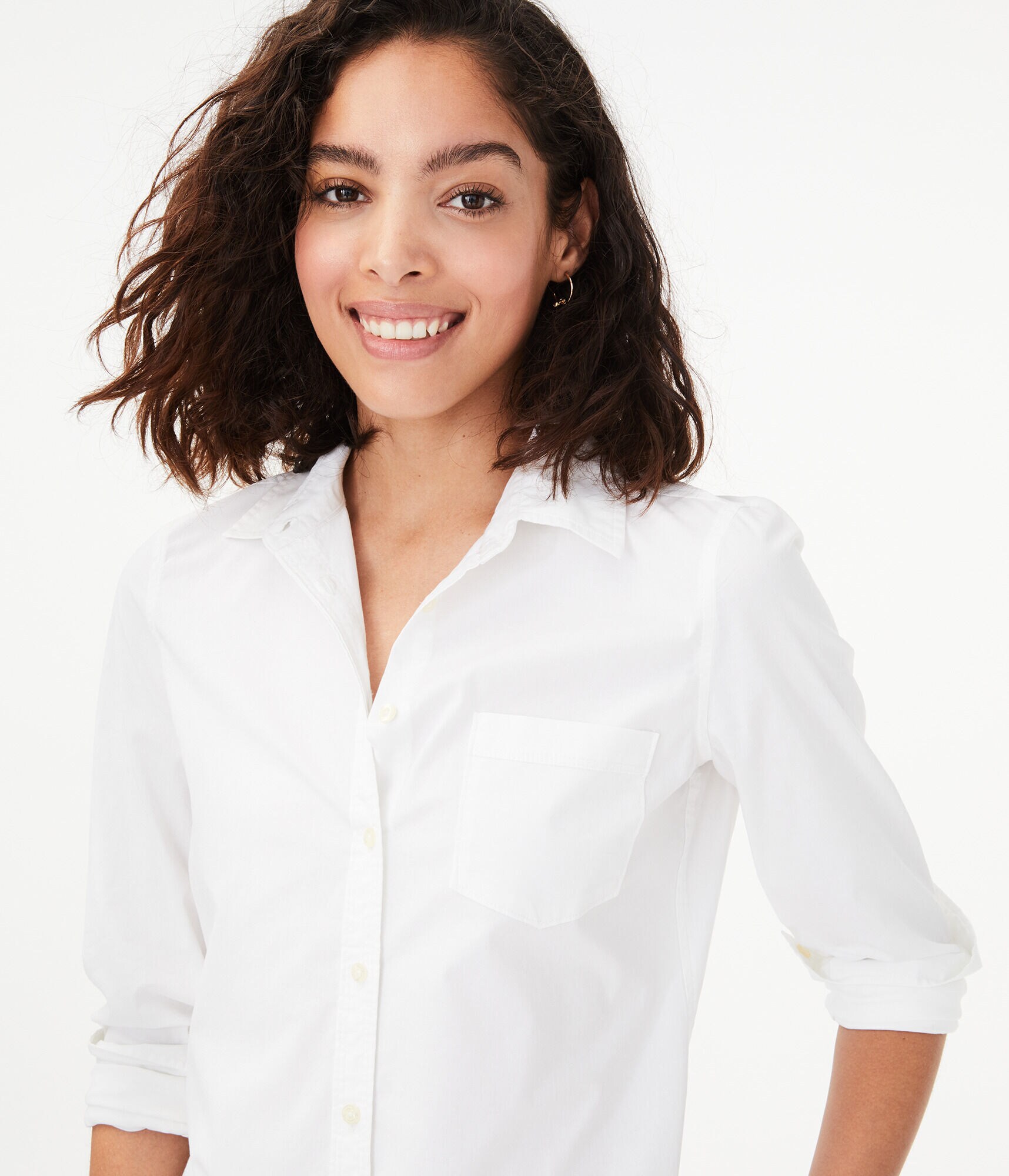Long Sleeve Poplin Button-Down Shirt