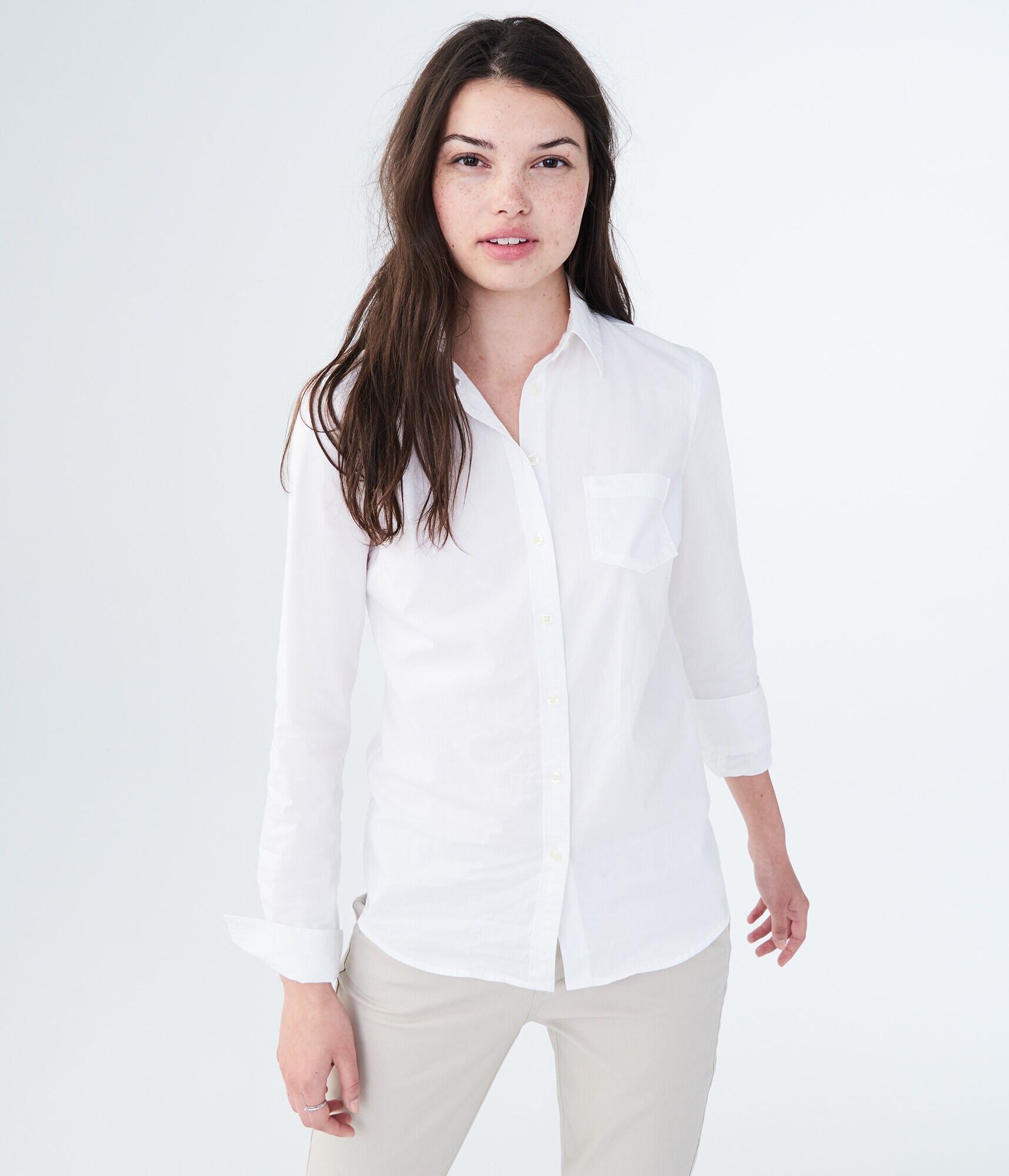Long Sleeve Poplin Button-Down Shirt