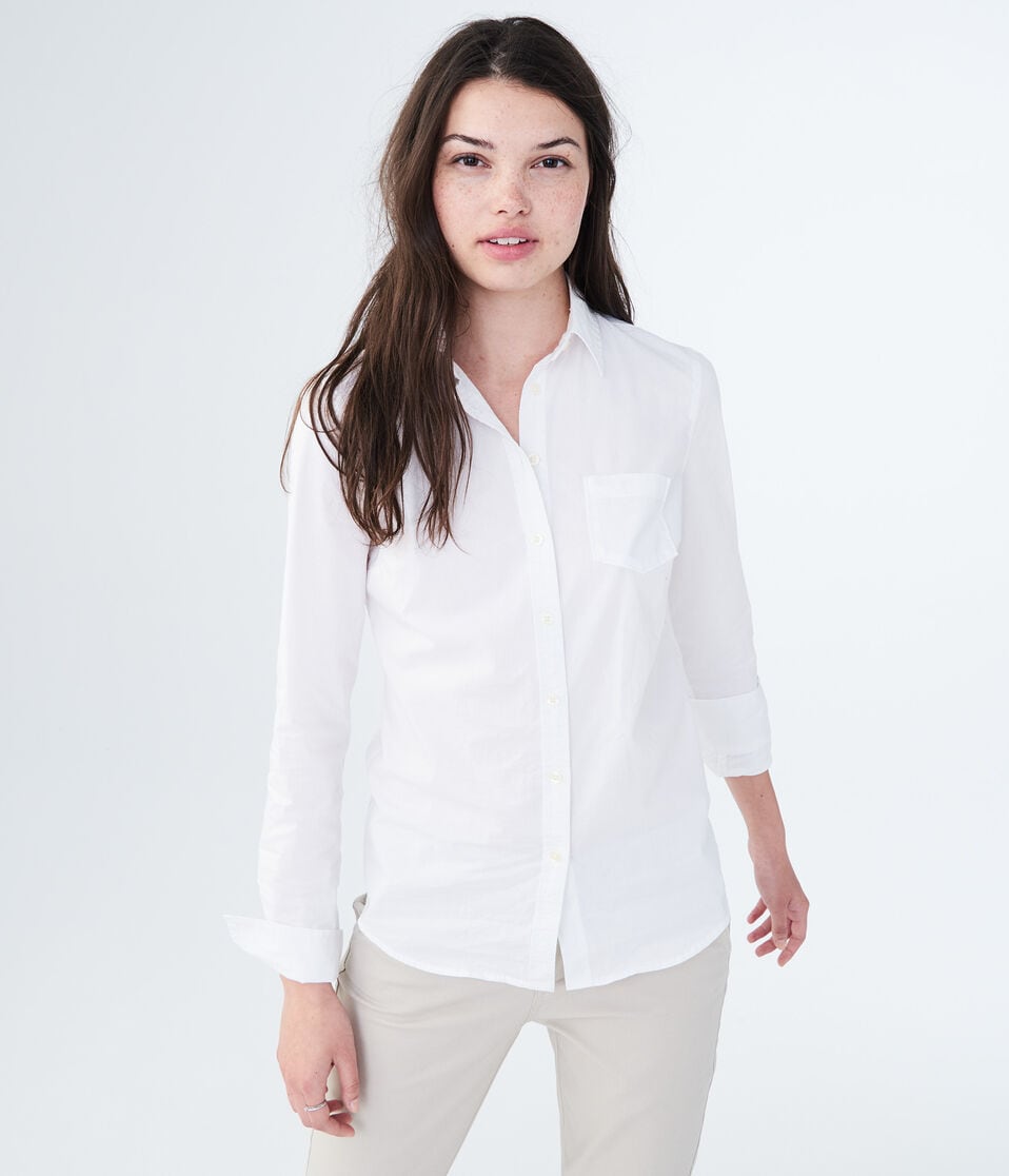 Long Sleeve Poplin Button-Down Shirt